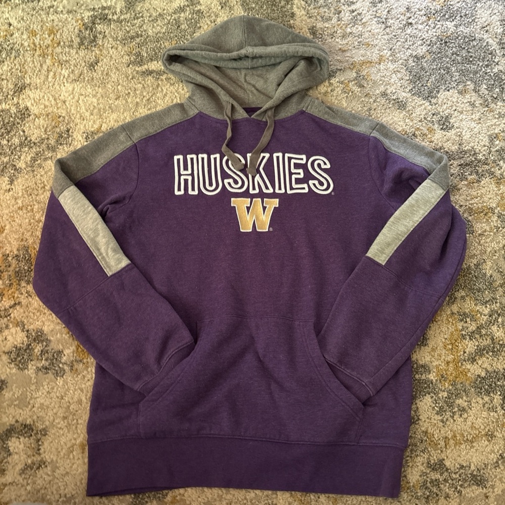 Huskies Purple and Gray Men's Hoodie
